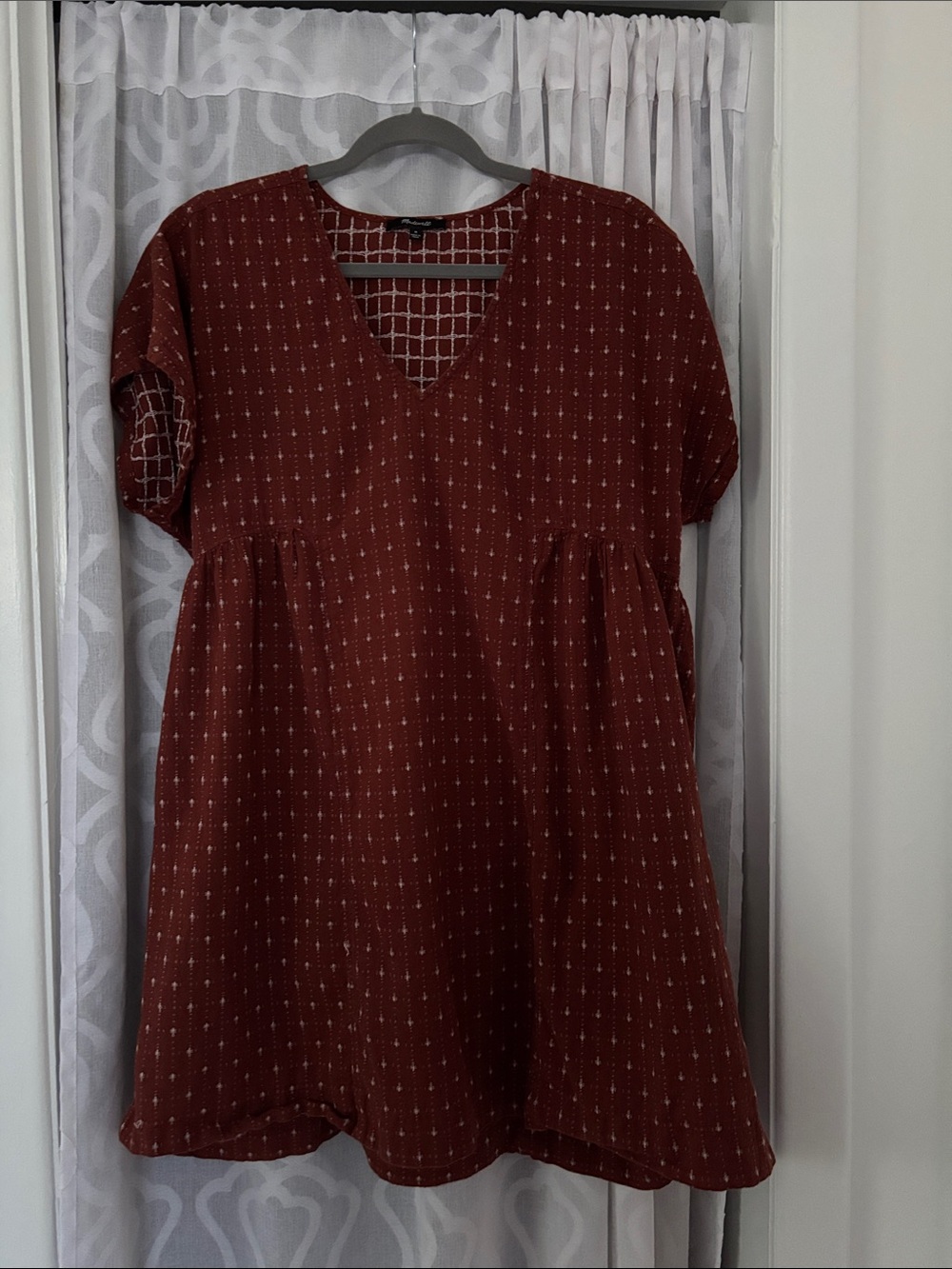 Madewell Rust Grid-Print Mini Dress